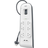 6 Outlet with 2 USB Ports 2M Cord Surge Strip with 2.4A USB Charging
