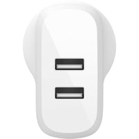 Dual USB-A Wall Charger 24W with Lightning Cable