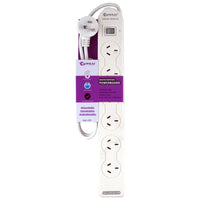 6 Way Basic Powerboard with Master Switch 1m Cable Overload Protection 240V 10A 2400W Powerboard