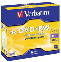 DVD+RW 4.7GB 4x 5 Pack Jewel Cases