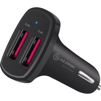 2-Port USB-A Car Charger, 5V/4.8A, Black