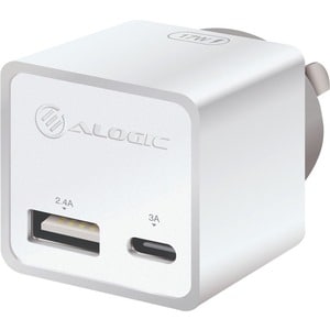 2-Port Mini Charger with USB-C & USB-A, White