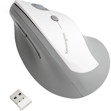 PRO FIT ERGO VERTICAL WLESS MOUSE -GREY Natural Handshake Position Extended Lip 6-Button Design Wireless Mouse