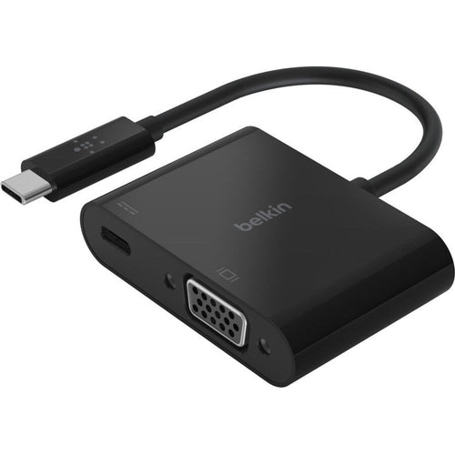 Belkin - Belkin USB-C to VGA + Charge Adapter 60W Black for Mac Windows Devices