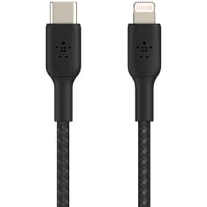 1M Braided USB-C to Lightning Cable, Black