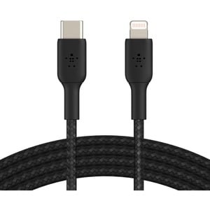 1M Braided USB-C to Lightning Cable, Black