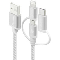 3-in-1 Charge and Sync Cable, Silver