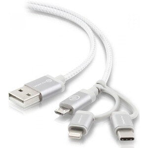 3-in-1 Charge and Sync Cable, Silver