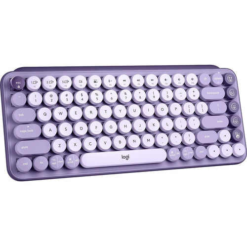 logitech - Logitech Mechanical Keyboard Lavender Pop Keys Desk Aesthetic Emoji Keys Personalized Keys