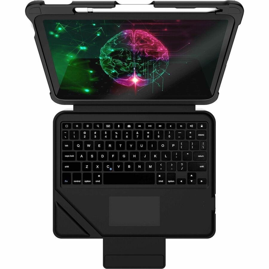 Bluetooth Keyboard Case with Rugged Bump Protection, Apple Pencil 1 Storage, Trackpad for iPad 10th Gen