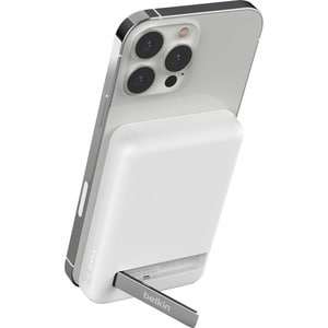 Magnetic Wireless Power Bank with Stand, 5K, White