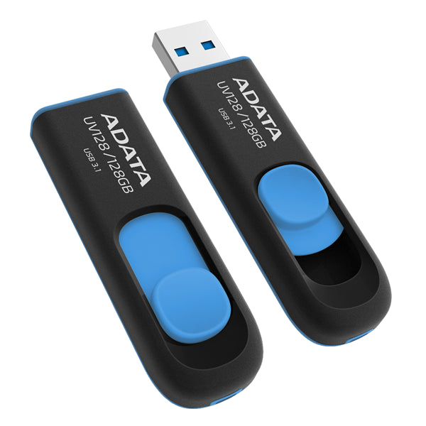 UV128 Retractable USB 3.0 128GB Blue/Black Flash Drive