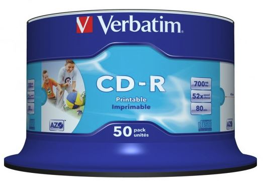 CD-R 700MB 52x White Inkjet Printable 50 Pack spindle Media