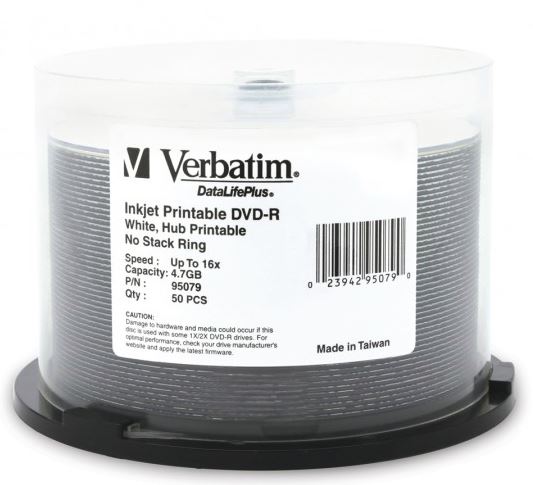 DVD-R 4.7GB 16x Inkjet Printable 50pk Spindle