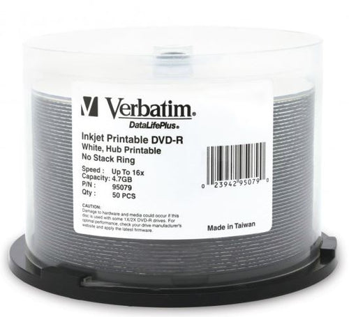 Verbatim - Verbatim DVD-R 4.7GB 16x Inkjet Printable 50pk Spindle