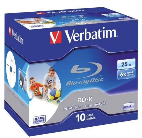 Verbatim - Verbatim 25GB 6X White Printable Wide Blu-ray Discs 10 Pack Case