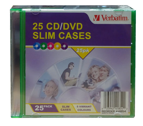 Verbatim - Verbatim CD/DVD 25 Pack Slim Coloured Cases