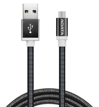 USB Type-A to Micro USB Braided Cable 1m Black - Fast Charging, High Efficiency Data Transfer - Plug and Play - Reversible Connector - for Android Devices