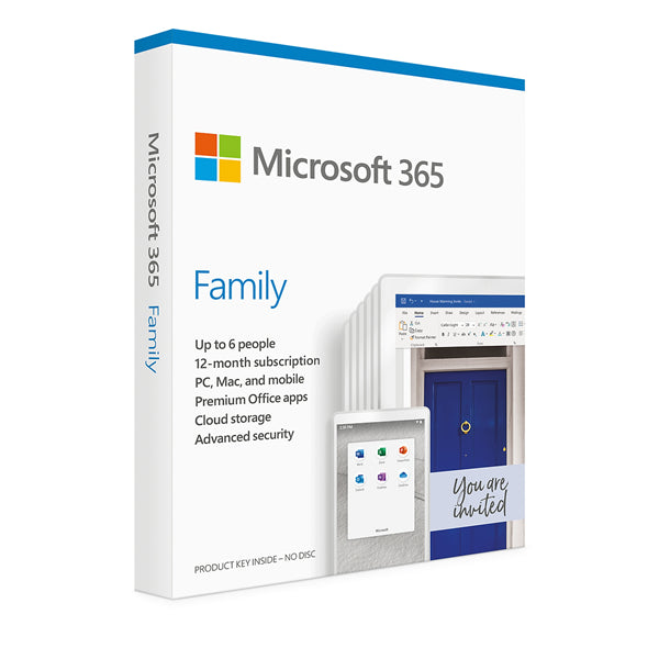 365 Family 6 Users 1 Household Word Excel PowerPoint Outlook 1TB Storage 1yr Subscription