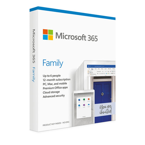 Microsoft - Microsoft 365 Family 6 Users 1 Household Word Excel PowerPoint Outlook 1TB Storage 1yr Subscription