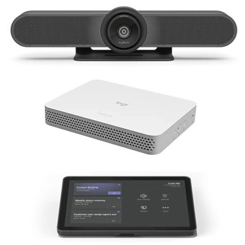 logitech - Logitech Meetup RoomMate Tap IP Bundle Video Conference Camera Computing Appliance Touch Controller