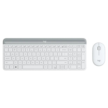 MK470 Slim White Wireless Keyboard Mouse Combo Quiet USB Receiver 18/36 Months Battery Life Kit