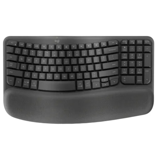 Logitech - Logitech Wave Keys Wireless Ergo Keyboard Black Bluetooth 3Yr Battery Connectivity Keyboard