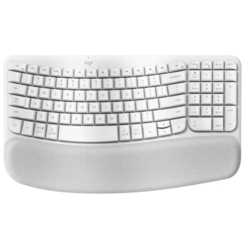 Logitech - Logitech Wave Keys Wireless Ergo Keyboard White Wireless Ergo Keyboard