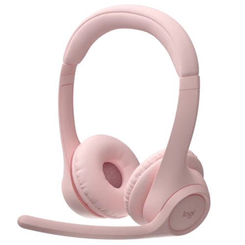 Headphones - Logitech Zone 300 Wireless Headset Rose Dual Noise-Canceling Mics Recycled Plastic Wireless Headset