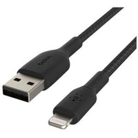 Braided Lightning to USB-A Cable, 0.15M, Black