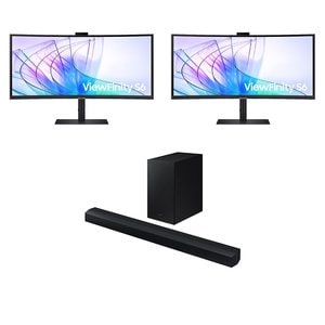 Samsung - Samsung 34" S6 Dual Monitors with Soundbar