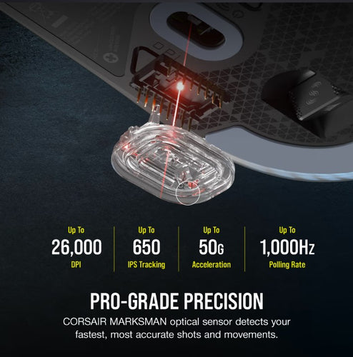 Components - Corsair M75 Wireless Lightweight RGB Gaming Mouse Black - Ambidextrous Shape, RGB Lighting, Wireless - Gaming Mouse