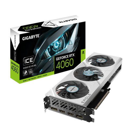 Graphics Cards - Gigabyte RTX 4060 EAGLE ICE OC 8GB GDDR6 Graphics Card NVIDIA DLSS Ada Lovelace 4th Gen Cores