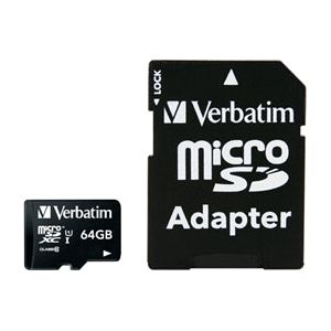 Verbatim - Verbatim Premium microSDXC Class 10 UHS-I Card 64Gb with Adapter