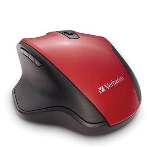 Silent Ergonomic Wireless Blue LED Mouse - Red